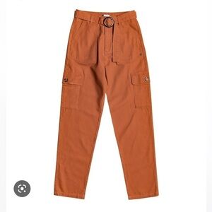 Roxy sense yourself orange belted cargo pants